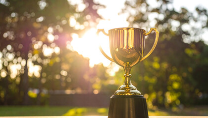 Golden Trophy: Celebrating Success in the Sunset