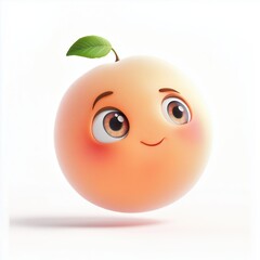 Adorable Smiling Peach Cartoon on White Background