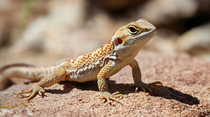 Bearded dragon basking in sunlight close up reptile wildlife pet