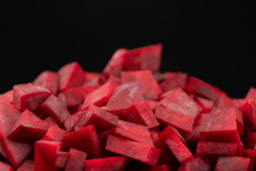 Organic Beetroot Cut into Cubes for Healthy Cooking