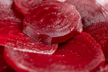 Texture of boiled red beetroot cut into slices