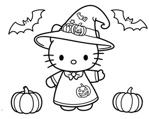 Fun halloween coloring book page for kids featuring spooky characters and elements