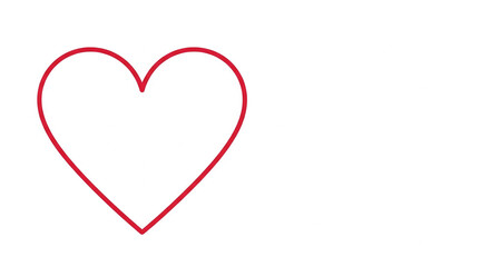 Red heart outline on white background, simple design, symbolizes love, affection, Valentine's Day, romantic feelings, minimalist graphic