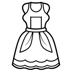 Apron Dress a simple line art vector