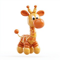 Cute Balloon Giraffe on White Background