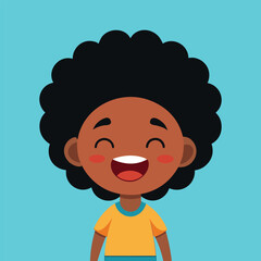 Cheerful cartoon african girl with afro hairstyle happy