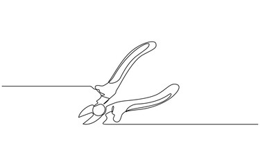 Continuous one line drawing of cutting plus tools labor day concept, Vector illustratio. Editable outline