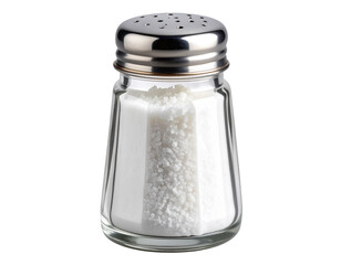 Modern Full Salt Shaker with Metallic Lid, White Background PNG