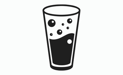Cola glass icon silhouette, drink with straw, beverage silhouette graphic, glass of cola and straw silhouette vector illustration 