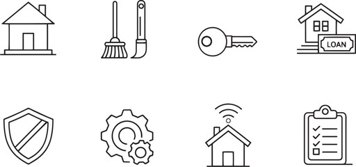 Fototapeta premium Home Editable Icons Set