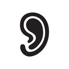 Simple ear icon isolated flat style design.