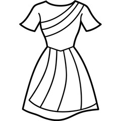 Asymmetrical Dress a simple line art vector