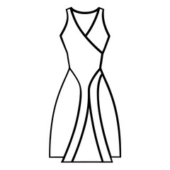 Asymmetrical Dress a simple line art vector