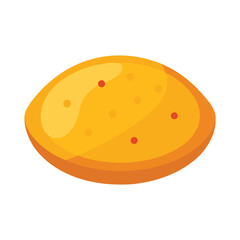 Flat illustration of a golden naan bread indian food