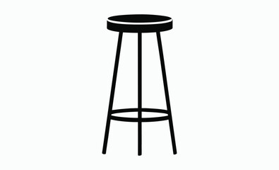 Bar stool silhouette, tall chair icon, pub furniture graphic, bar stool silhouette vector  