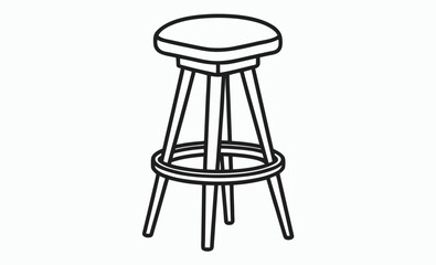 Bar stool silhouette, tall chair icon, pub furniture graphic, bar stool silhouette vector  