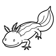 Axolotl line art vector