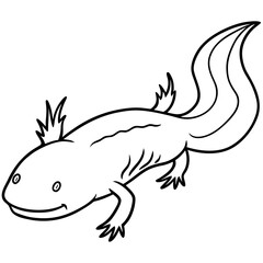 Axolotl line art vector
