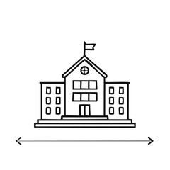 Fototapeta premium Stylized Hand-Drawn School Building with Flag and Double Arrow Symbol
