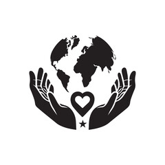 International Day of Charity Silhouette Vector Illustration, Solid White Background.