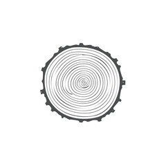 Fototapeta premium Tree Trunk Cut Section Wood Slice Annual Rings Nature Illustration