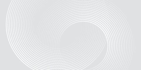 Abstract white glowing geometric lines on gray background. Modern shiny blue circle lines pattern. Futuristic technology concept. Suit for cover, poster,