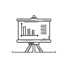 Hand drawn presentation board with declining bar chart illustration for business data analysis