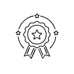Fototapeta premium Star Award Badge with Ribbons and Circle Border Outline