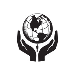 International Day of Charity Silhouette Vector Illustration, Solid White Background.