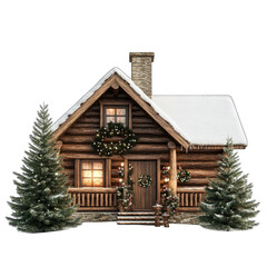 Cozy cabin decorated for the holidays