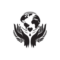 International Day of Charity Silhouette Vector Illustration, Solid White Background.