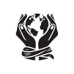 International Day of Charity Silhouette Vector Illustration, Solid White Background.