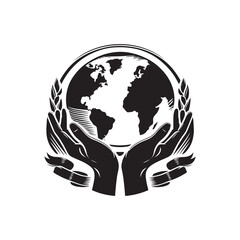 International Day of Charity Silhouette Vector Illustration, Solid White Background.