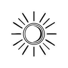 Fototapeta premium Stylized Sun Drawing with Rays, Simple Minimalist Icon, Circle Shape