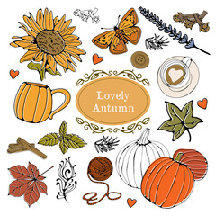 Lovely autumn vector illustration in color