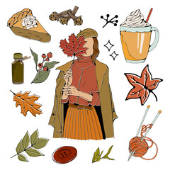 Autumn collection of elements in vector