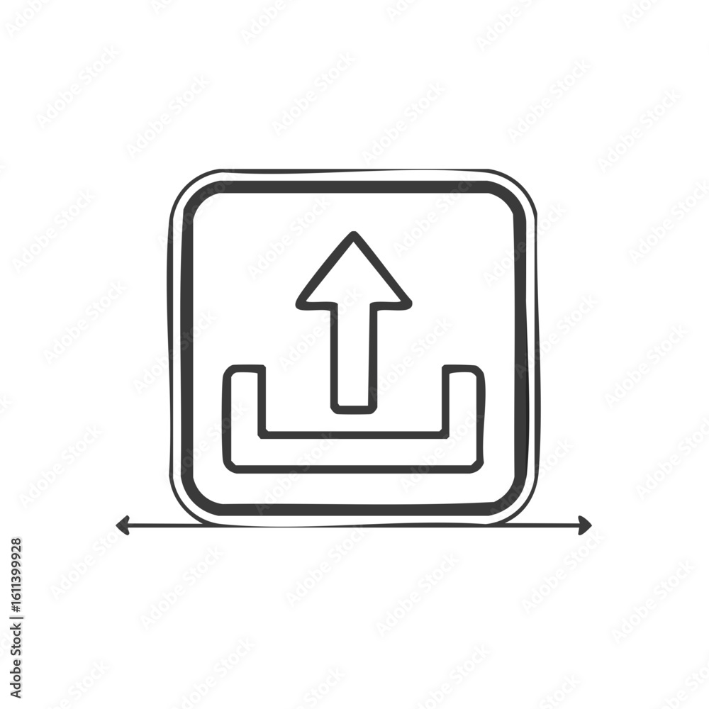 Aufkleber hand drawn digital upload icon inside square shape with arrows pointing left and right, file upload,