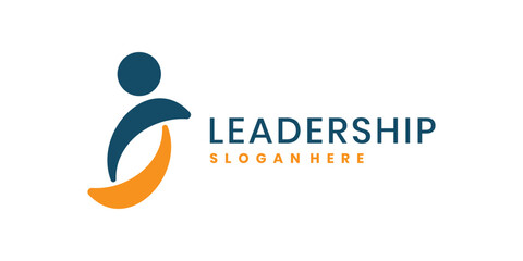 Leadership logo with abstract human figure