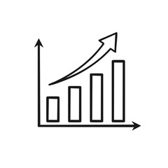 Growth Chart with Rising Arrow Line Icon for Business Success and Progress