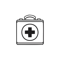 Obraz premium First aid kit symbol in black and white minimalist medical icon