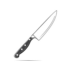 Obraz premium Classic chef knife illustration with a black riveted handle vector graphic