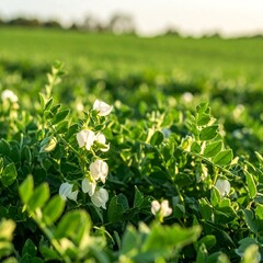 Obraz premium Lush field of white flowers