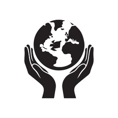 International Day of Charity Silhouette Vector Illustration, Solid White Background.