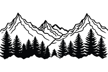 Fototapeta premium Panoramic Landscape Illustration Majestic Mountain Ranges with Layered Peaks and Valleys