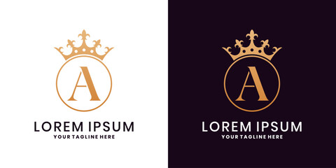 Luxury royal A letter logo with crown