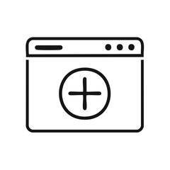 Fototapeta premium Add symbol inside web browser icon, black outline design