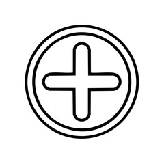 Obraz premium Add button or medical plus sign icon with a rounded cross in a circle line art illustration