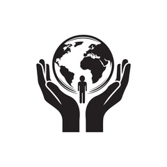 International Day of Charity Silhouette Vector Illustration, Solid White Background.