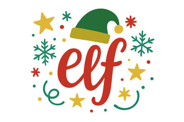 Little Elf explaining - phrase for Christmas clothes or ugly sweaters, featuring hand drawn lettering suitable for Xmas greetings cards, invitations, shirts, mugs, gift tags, and printing press