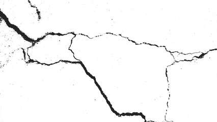 Cracked Wall Vector Texture for Grunge Design, Black and White Crack Overlay Vector Background, Damaged Concrete Texture Template in Vector Style, Grunge Crack Line Texture for Urban Design Projects